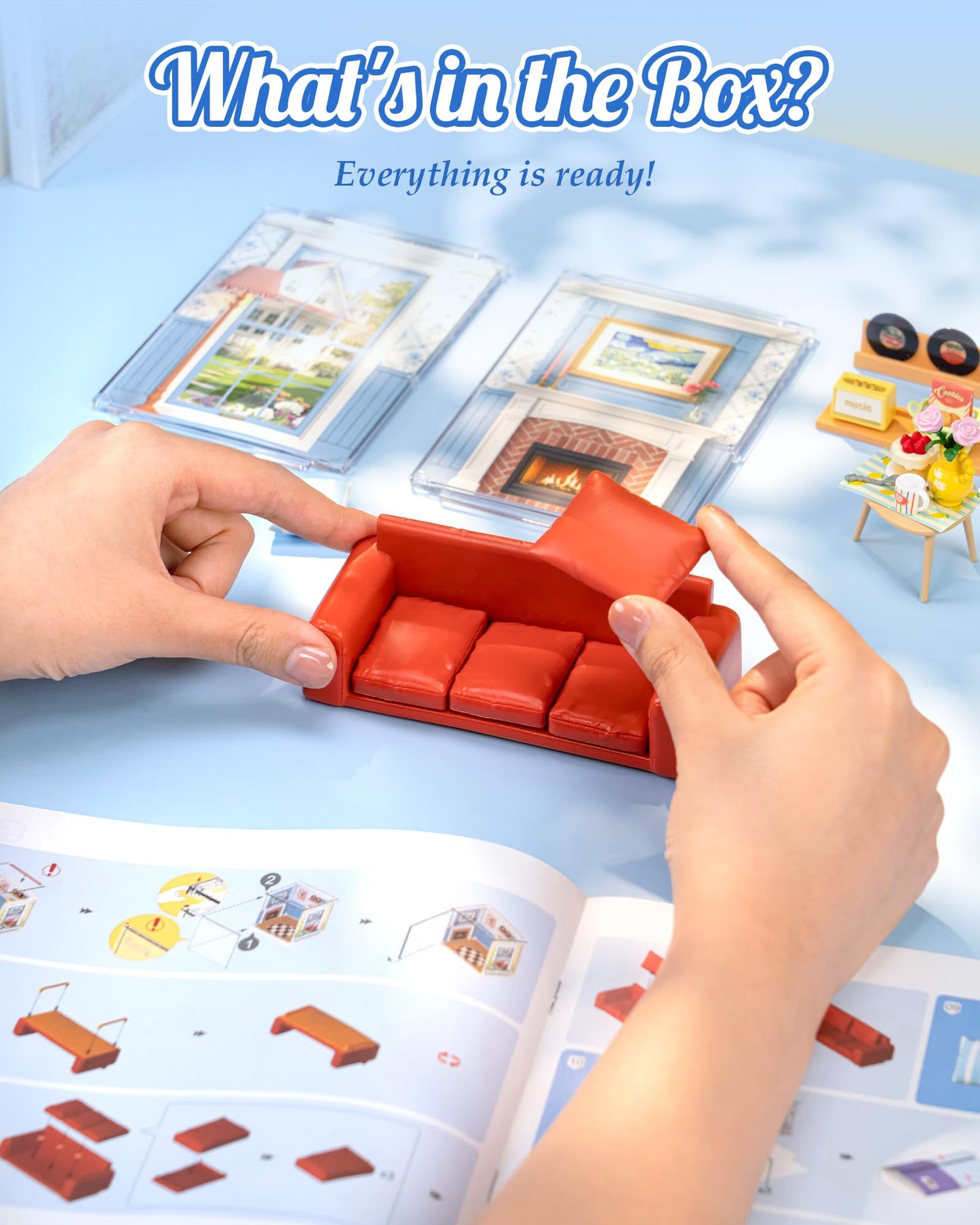 Rolife Super Creator Mini Series, DIY Plastic Miniature Kits Retail Store Series, Mini Model House Building Set for Teens Aged 14+, DIY Crafts/Hobbies for Adults (Country Blue Lounge)