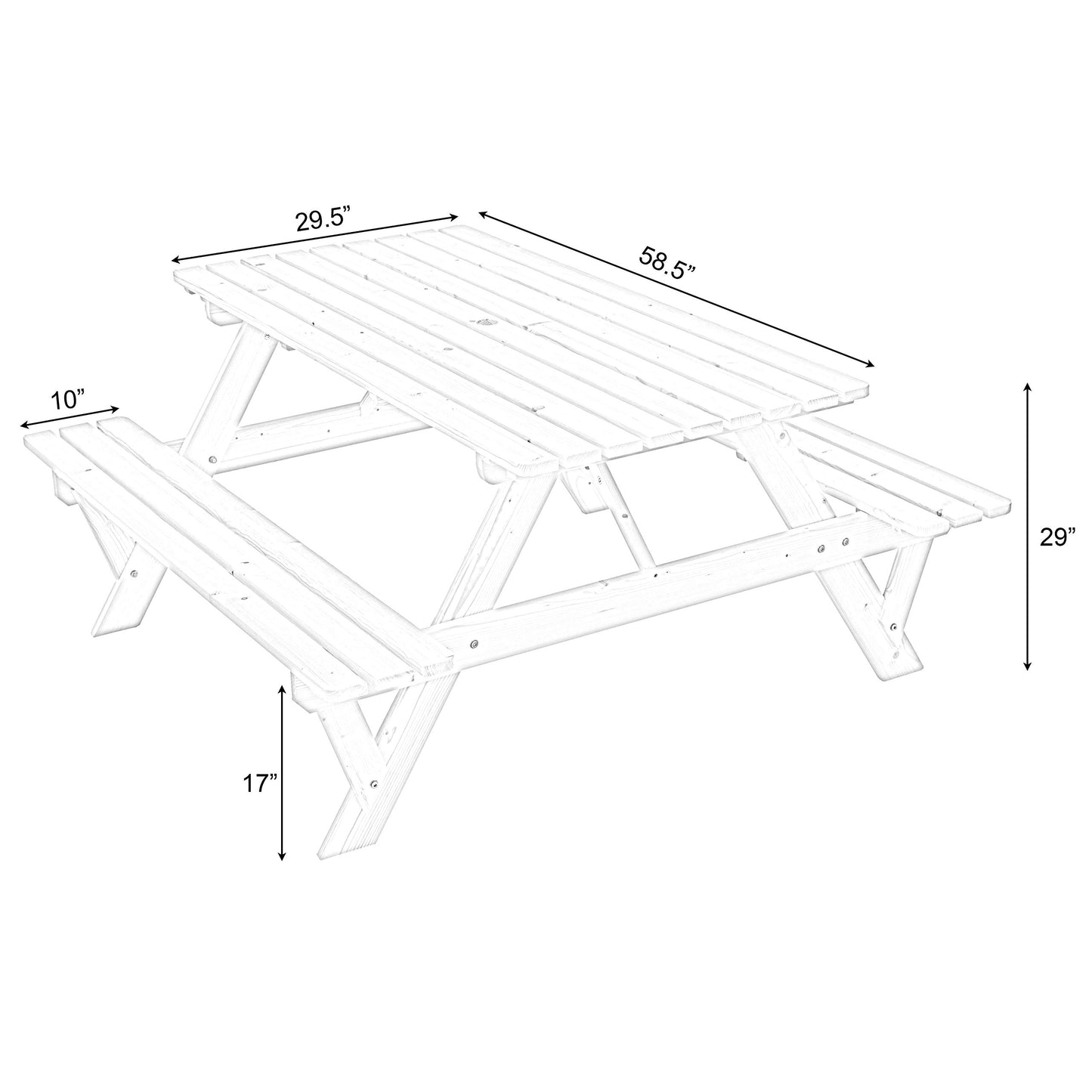 A-Frame Outdoor Patio Deck Garden Picnic Table, Stained