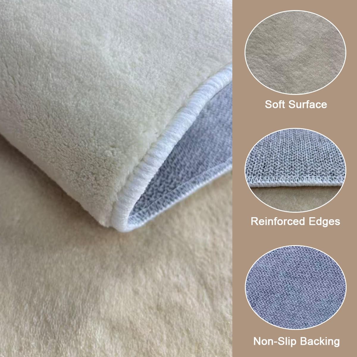 Modern Irregular Shaped Area Rug Cream Beige Abstract Shaped Rug for Living Room Bedroom Diningroom Non Slip Washable Unique Designer Rug Minimalist Boho Meetingroom Home Office Foldable Carpet 5x8