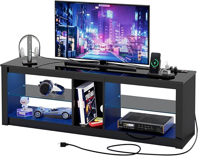 Bestier LED TV Stand for 55/60/65 Inch TV, Modern Gaming TV Console