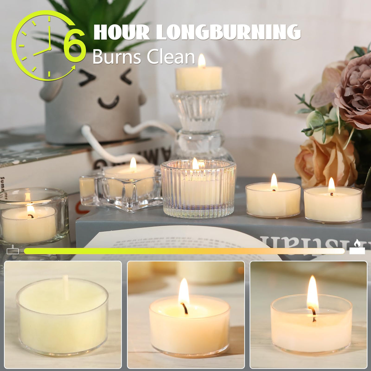 36Pcs White Beeswax Tea Light Candles-4 Hour Burn Time,100% Pure Natural Beeswax-Clean Burning & Air Purifying, Smokeless Bulk Tea Lights for Spa,Meditation,Wedding & Home Decor