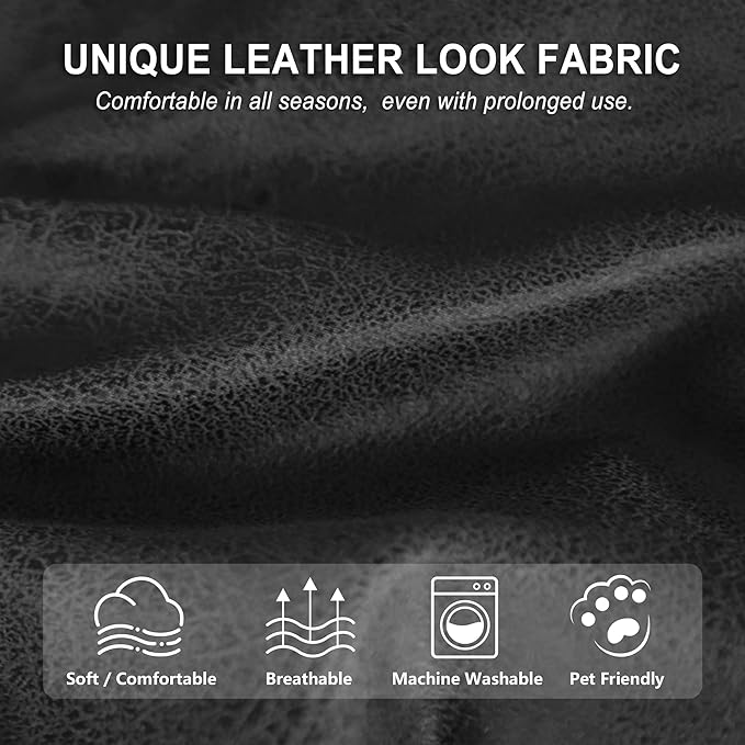 ANARACHON Leather Look Loveseat Recliner Cover, 6-Pieces Stretch Dual Recliner