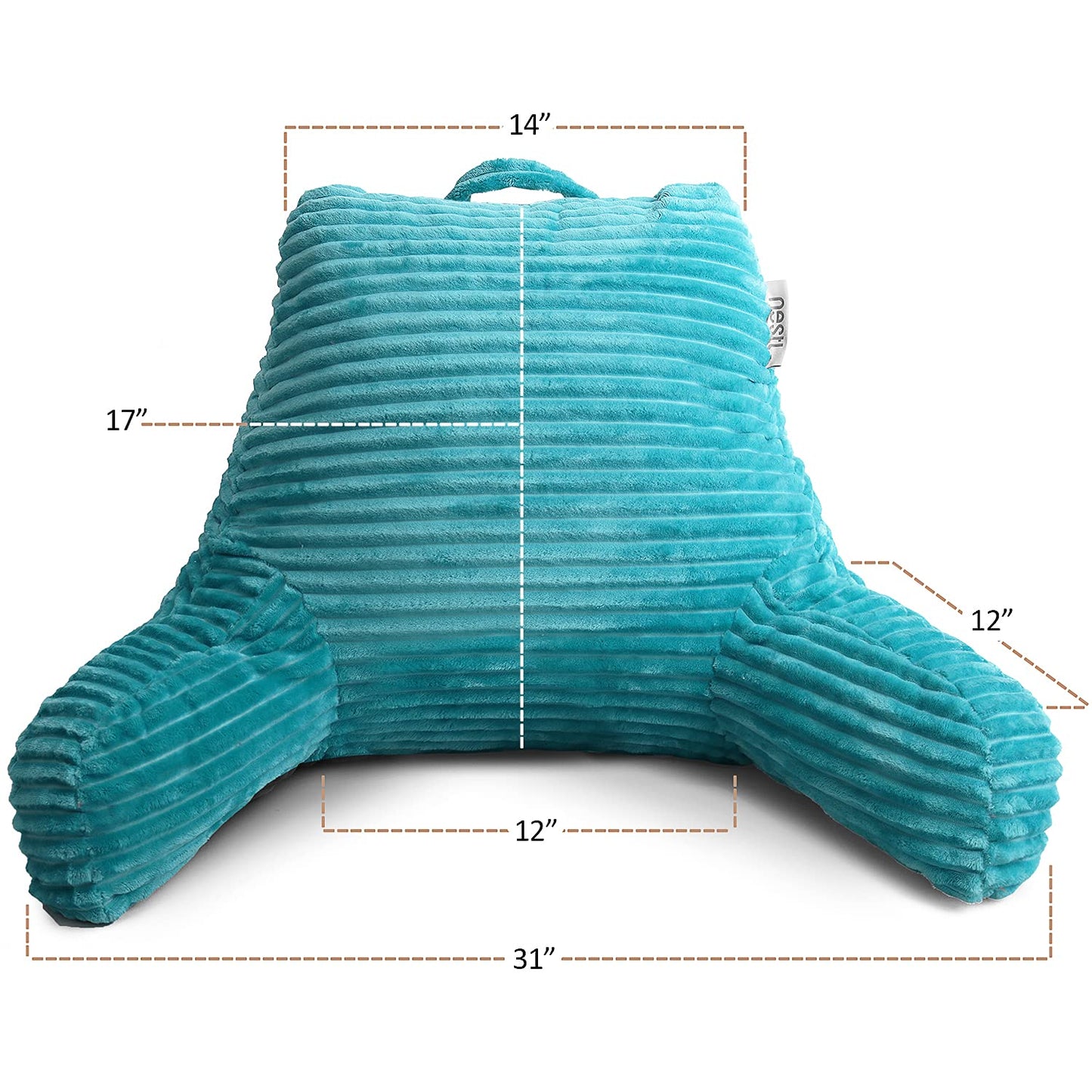 Hearth & Harbor Reading Pillow for Bed Adult – Back Pillow for Sitting in Bed, Standard Bed Pillows for Sitting Up in Bed, Foam Bed Chair Pillow, Teal Bed Rest Pillow
