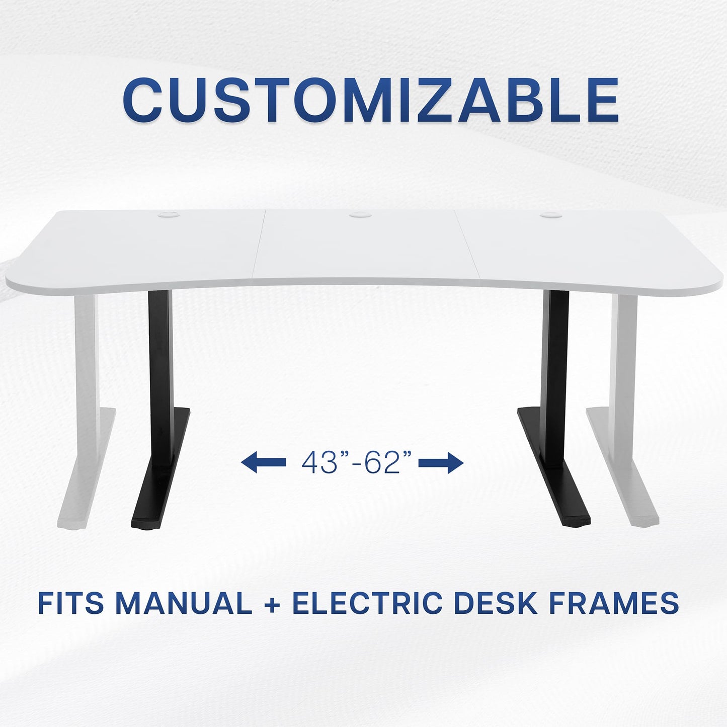 VIVO 63 x 32 inch Universal Table Top for Standard and Sit to Stand Height Adjustable Home and Office Desk Frames, 3 Section Desktop, White, DESK-TOP1W