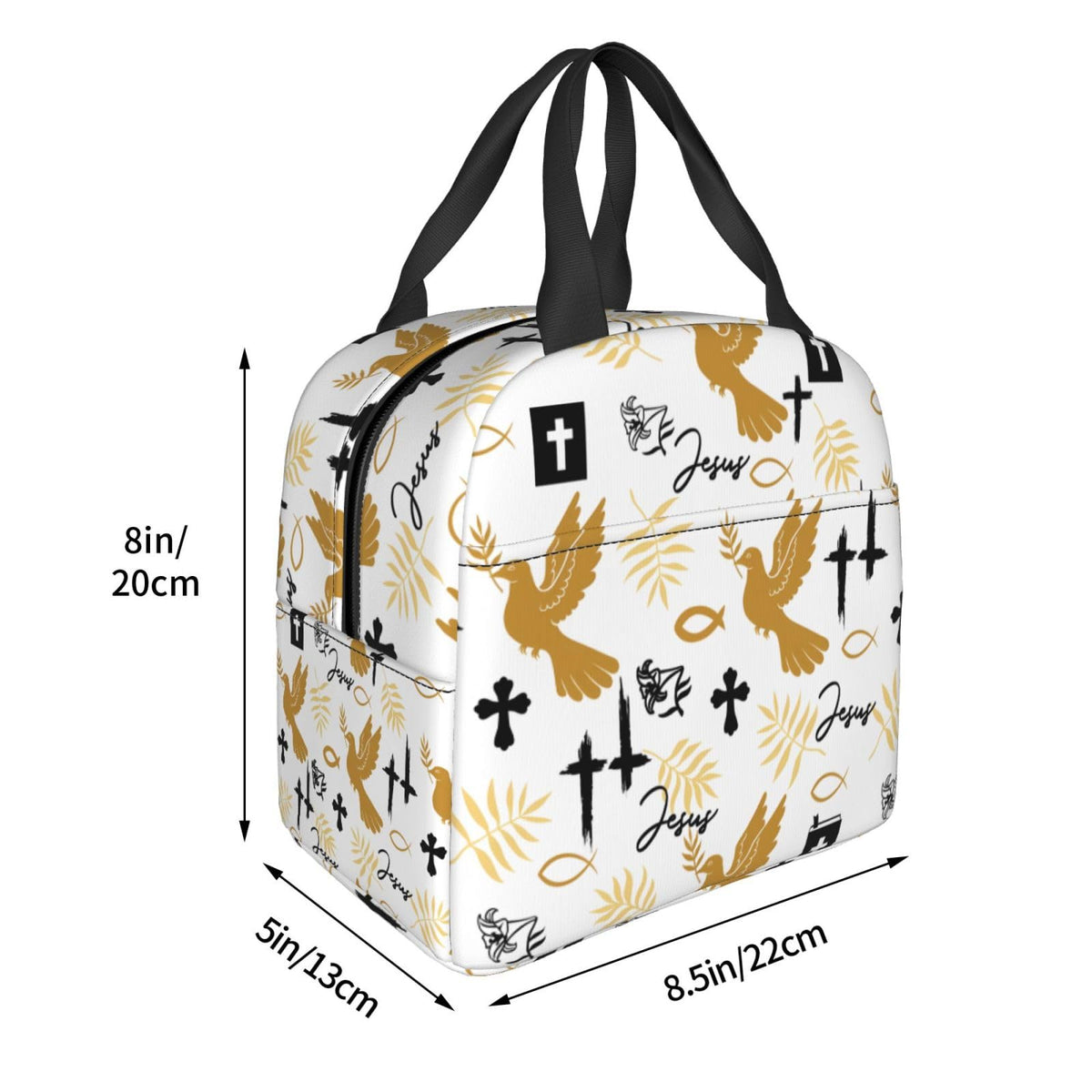 Jesus Cross Insulated Lunch Box Reusable Lunch Bag, Cooler Lunch Tote Bag for Women Men Picnic Office Work