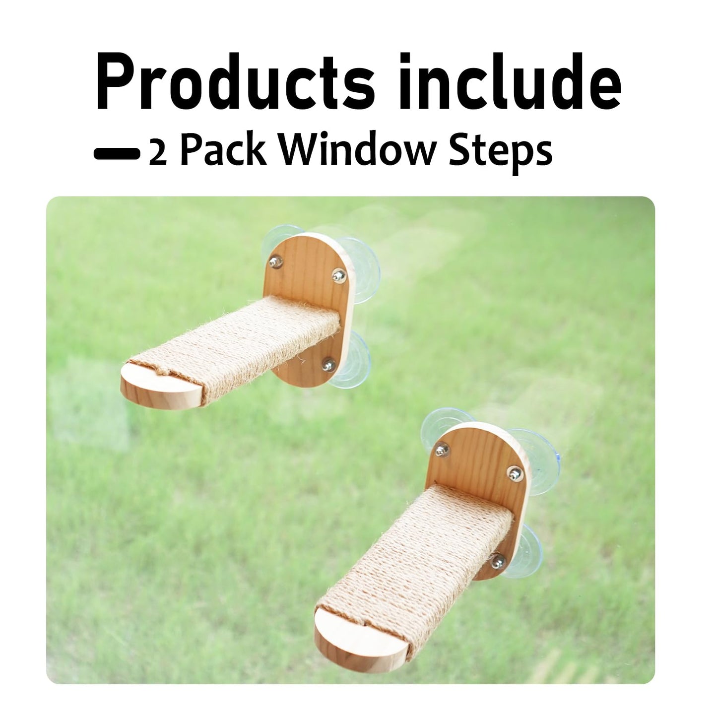 LOVMIOAW 2 Pack Cat Window Shelves, Durable Kiity Seat for Window Sill，Furniture Set with Jute Rope for Scratching, Kneading, Climbing