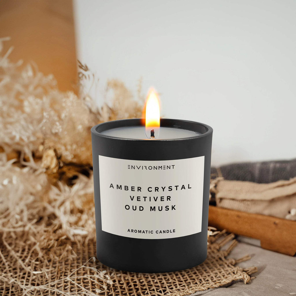 ENVIRONMENT Inspired by Designer Perfume BR540 Candle, 8oz Luxury Coconut Apricot Wax Candles for Home (Amber Crystal | Vetiver | Oud Musk) Home Fragrance Products, 1 Wick Candle, Vegan & Cruelty-Free