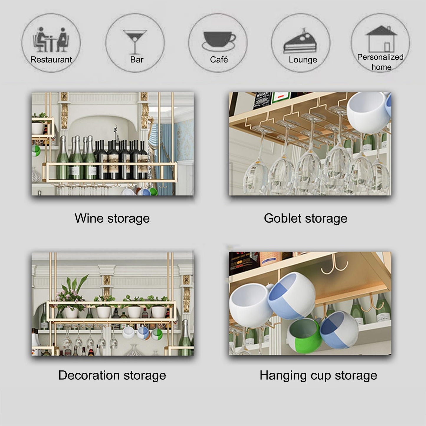 Bottle Rack Hanging Wine Rack Wall Mounted with Wine Glass Rack Floating Bar Shelves Liquor Bottle Display Shelf Mini Bar Wine Racks for Wine Bottles for Home Bar Dining Room Kitchen Cafe