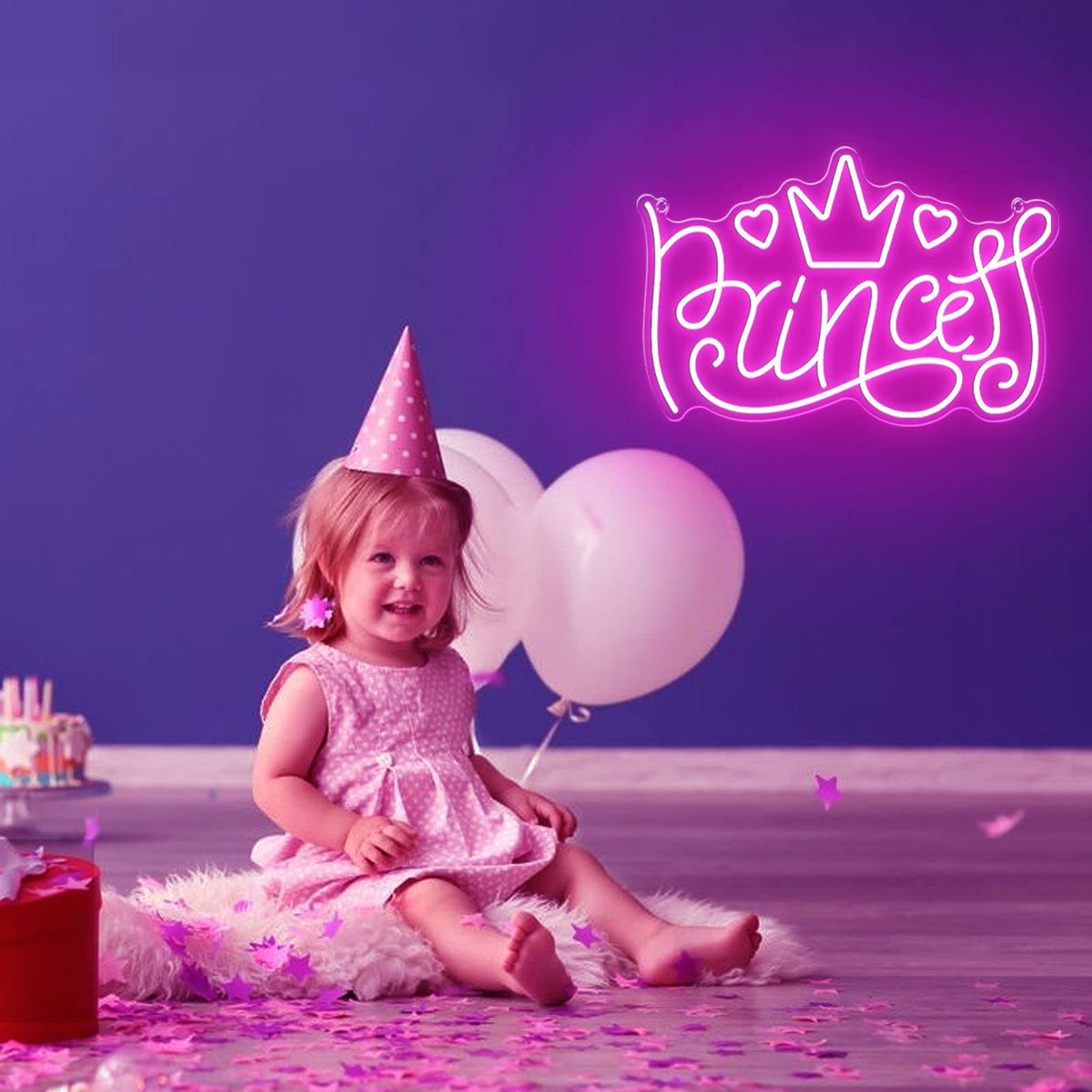 Princess Neon Signs for Wall Decor, Large LED Lights Sign Unique Art Ornaments with Switch, Chirstmas Birthday Party Decoration, Gift for Girl Boys.