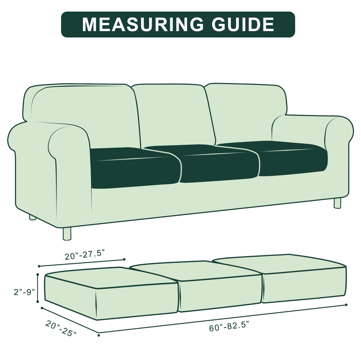 Hokway Stretch Couch Cushion Slipcovers Reversible Cushion Replacement Slipcovers Sofa Cushion Covers(Cream White, 3)