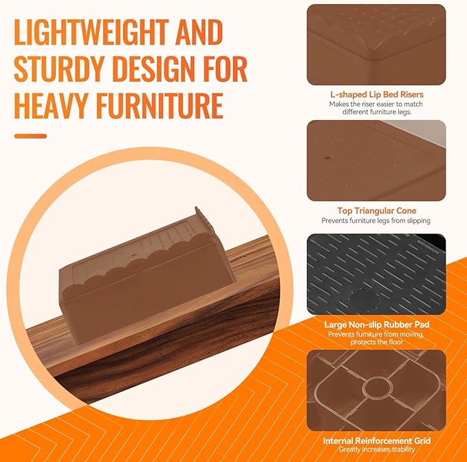 shouwuhho Furniture Risers, 4 Pack Bed Risers