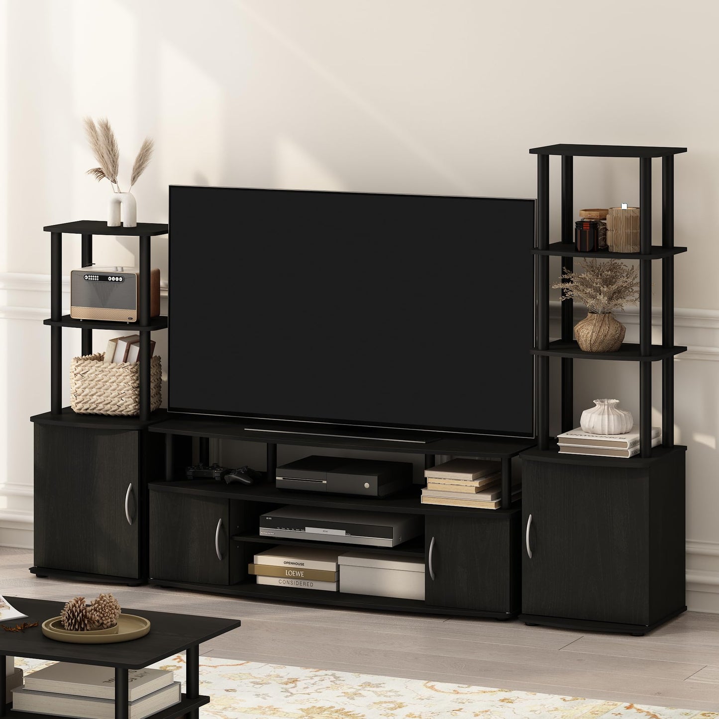 Furinno JAYA Large Entertainment Stand for TV Up to 55 Inch, Blackwood