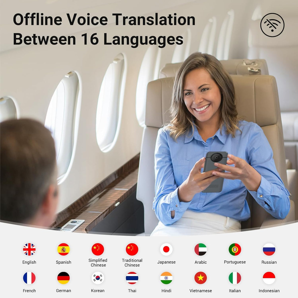 ANFIER W10 AI Translation Device, Real Time Language Translator No WiFi Needed, Voice Instant Two-Way Translator in 144 Languages & Accents, Offline/Photo/Text Translation for Business Travel (Grey)