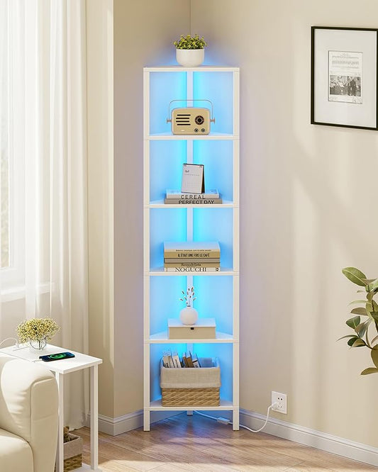 TUTOTAK 6-Tier Corner Bookshelf