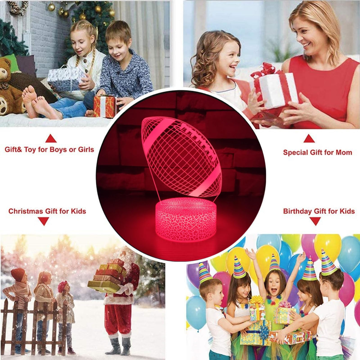 i-CHONY Football Gift Night Light for Kids Boys Girls Teens,Dimmable Led 3D Illusion Lamp,Birthday Holiday Xmas Gift,Football Sport Fan Children's Room Decorations