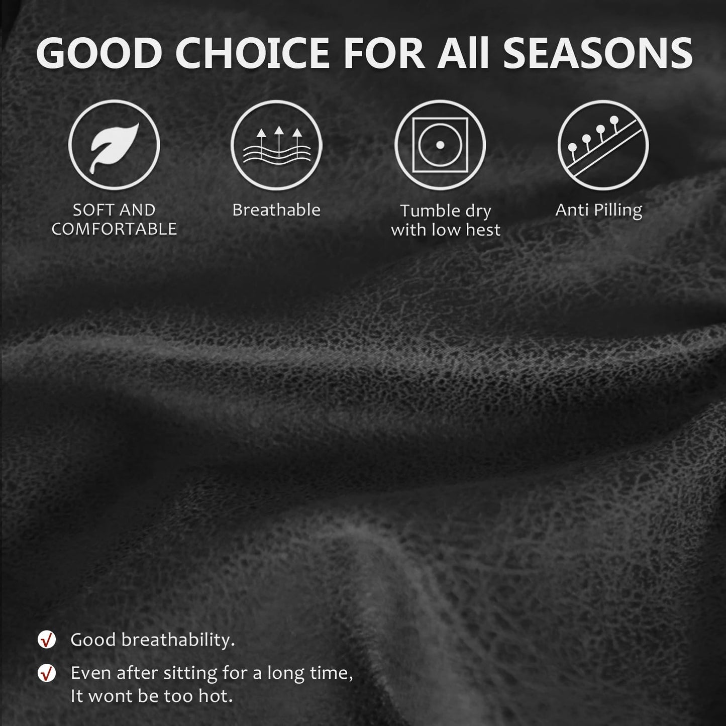 ANARACHON Leather Look Couch Arm Covers Set of 2 Armrest Covers for Sofa Chair Arm Protectors Stretch Armchair Slipcovers with Pockets Washable Spandex Fabric (Medium, Dark Grey)