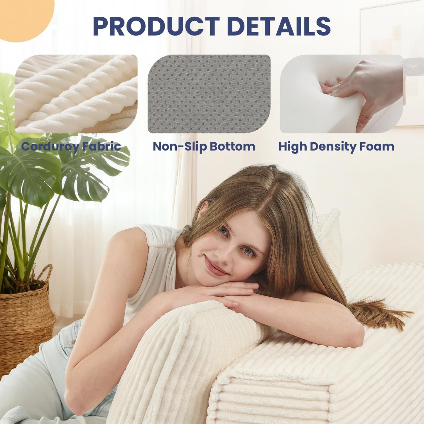 NLDD Convertible Sofa Bed, Fold Out Loveseat Sleeper Sofa Chair with Pillow, Folding Sofa Bed with Back Support, Portable Chair Bed Comfy Floor Lounge Sofa for Living Room Bedroom Guest Room, Beige