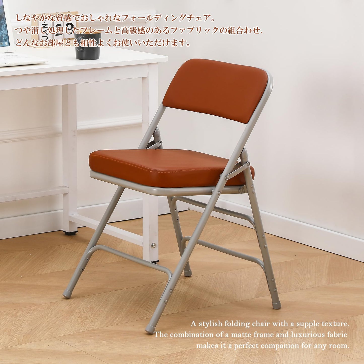 KAIHAOWIN Folding Chairs with Ultra Thick Padded Seat Foldable Chair Indoor Comfortable Metal Chairs with Soft Cushion Brown