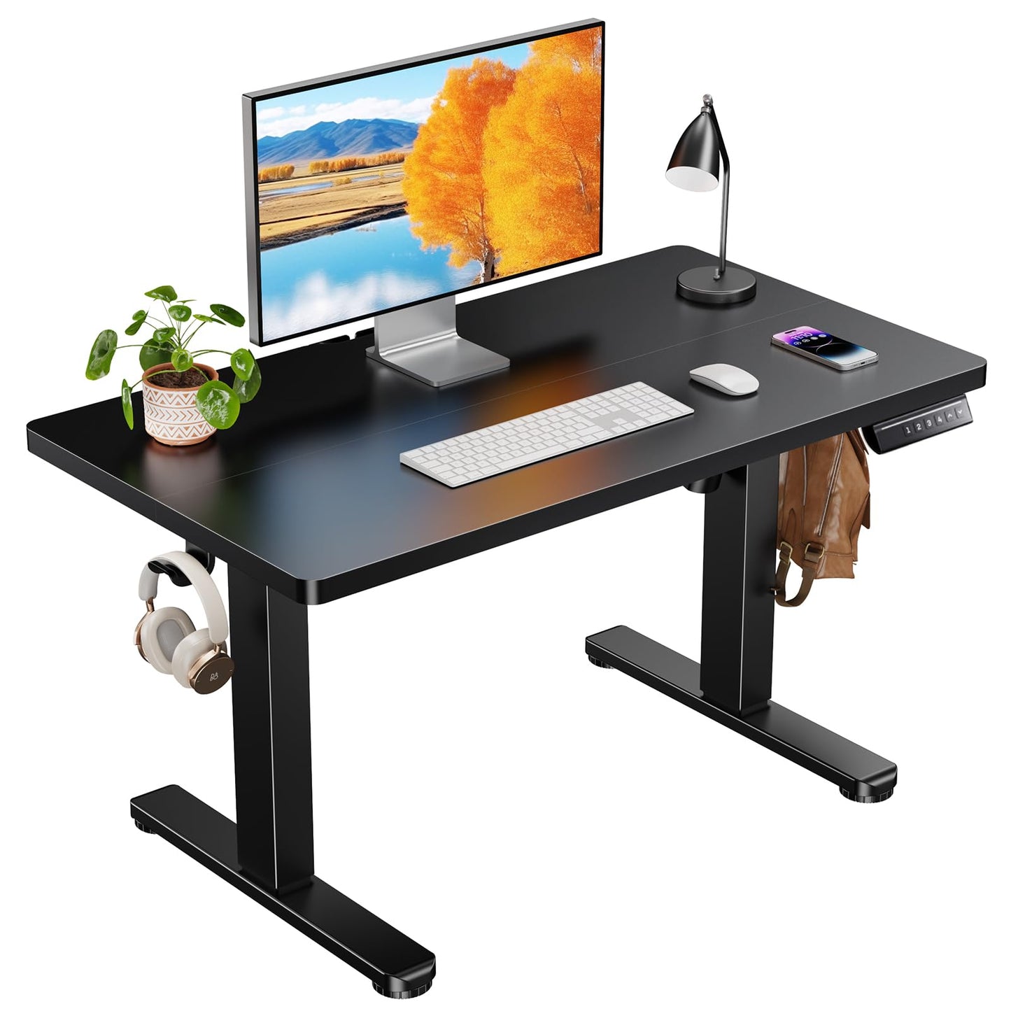 ErGear Low Height Adjustable Desk, Lifts 18.9-28.4 Inches, 35 X 20 Inches Electric Standing Desk for Kids, 4 Height Memory Settings & Storage Hooks, Home Office Computer Table & Study Desk, Black