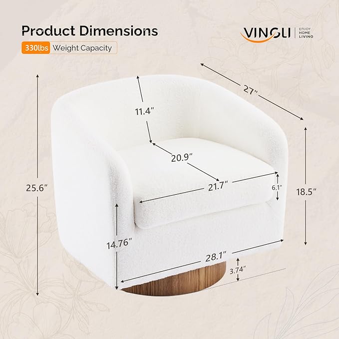 VINGLI 360°Swivel Accent Chairs Set of 2