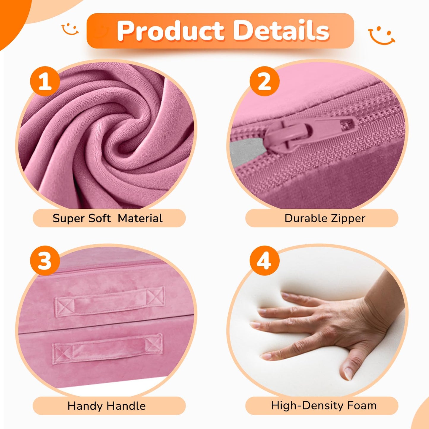 MeMoreCool Kids Couch, Dusty Rose Modular Foam Play Couch, Ages 3+