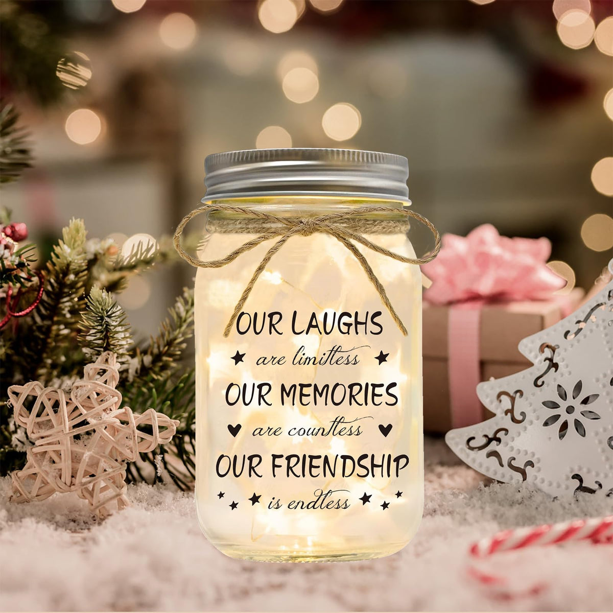 Luckyyds Friendship Gifts for Women Best Friend Birthday Christmas Gift - Mothers Day Gifts for Friends, Mason Jar Night Lights, Heartfelt Home Decor Gift