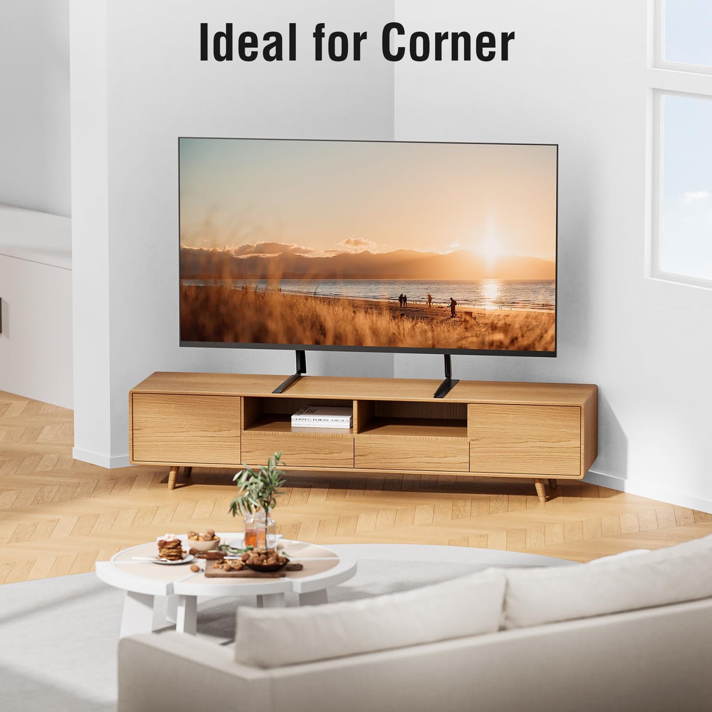 ELIVED Universal Table Top TV Stand for Most 27 to 55 inch LCD LED Plasma Flat/Curved Screen TVs, TV Base Height Adjustable Leg Stand, Replacement TV Feet Holds up to 88lbs, Max VESA 800x400mm