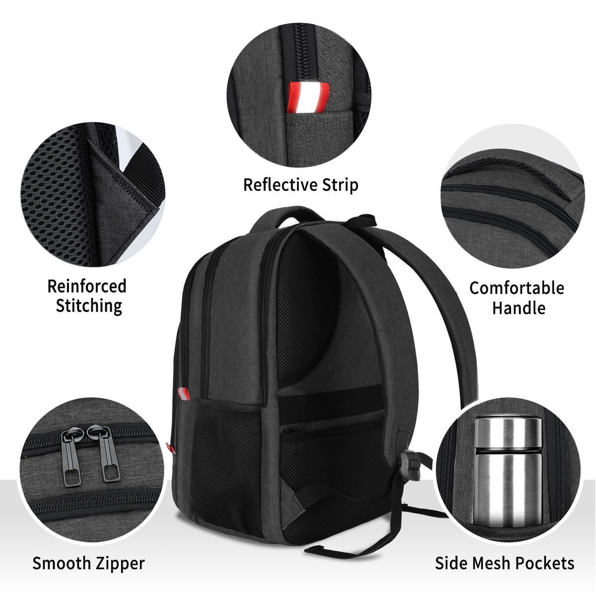 Skaypibs Backpack for Men,School Backpack for boys teens,Travel laptop backpack with Reinforced Straps,Water Resistant business Work college bookbag,book bag Fits 15.6 Inch,Black Back Pack