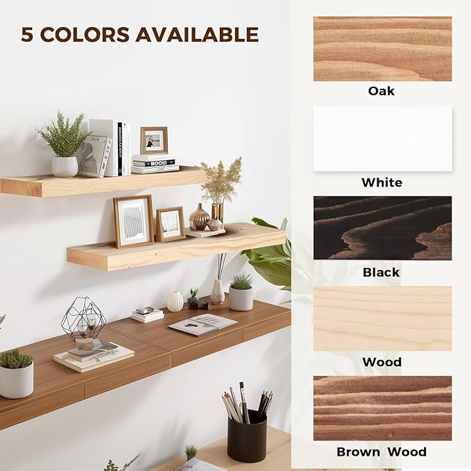 36x8x1.6 inch Floating Shelves Set of 2 – Solid Wood Rustic Wood Wall Mounted