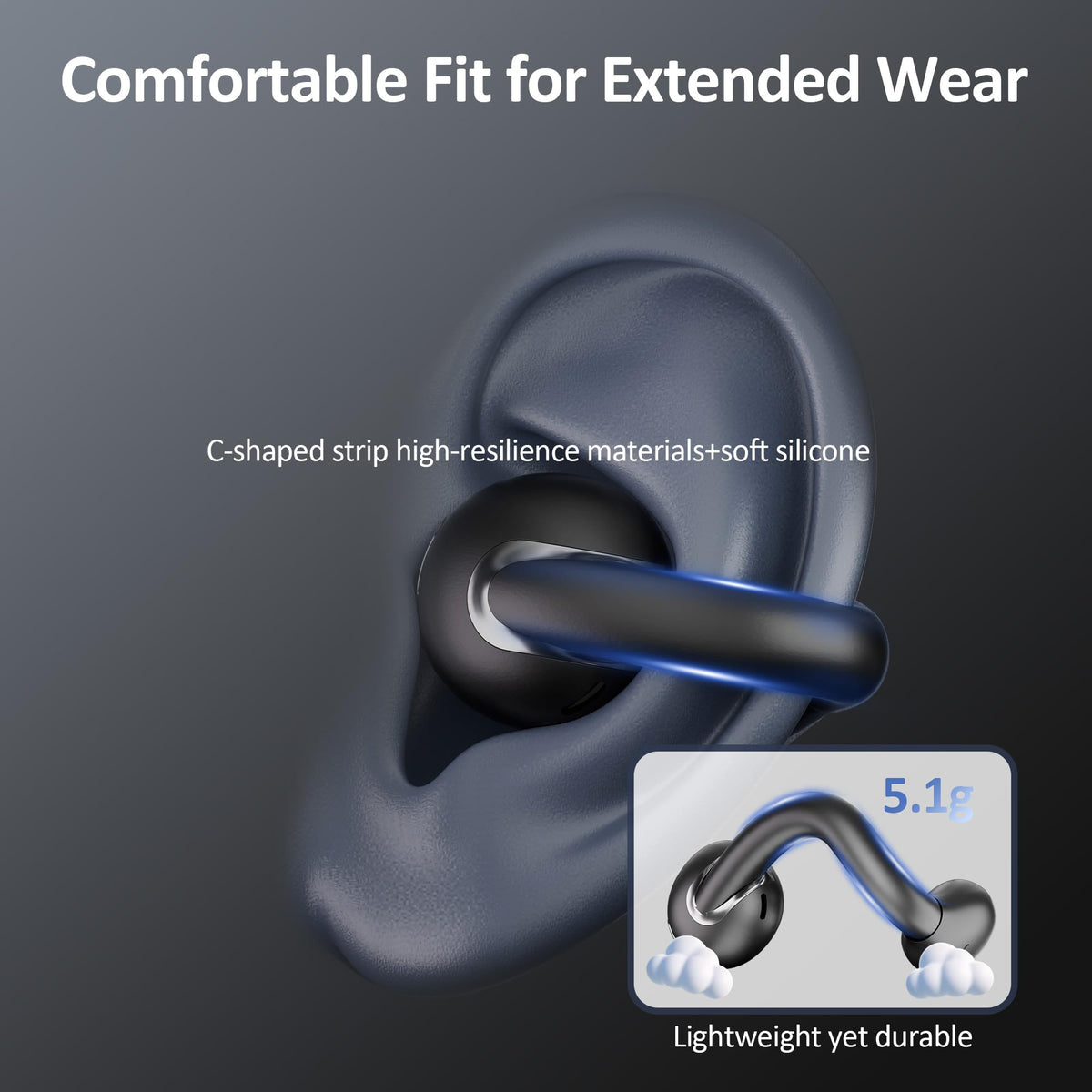 IAMJOY AI Language Translation Earbuds Real Time, Language Translator Earbuds Open Ear Clip-On Design, 163 Language & Accents Two-Way Translator Device with APP for Travel Learning Business, Black