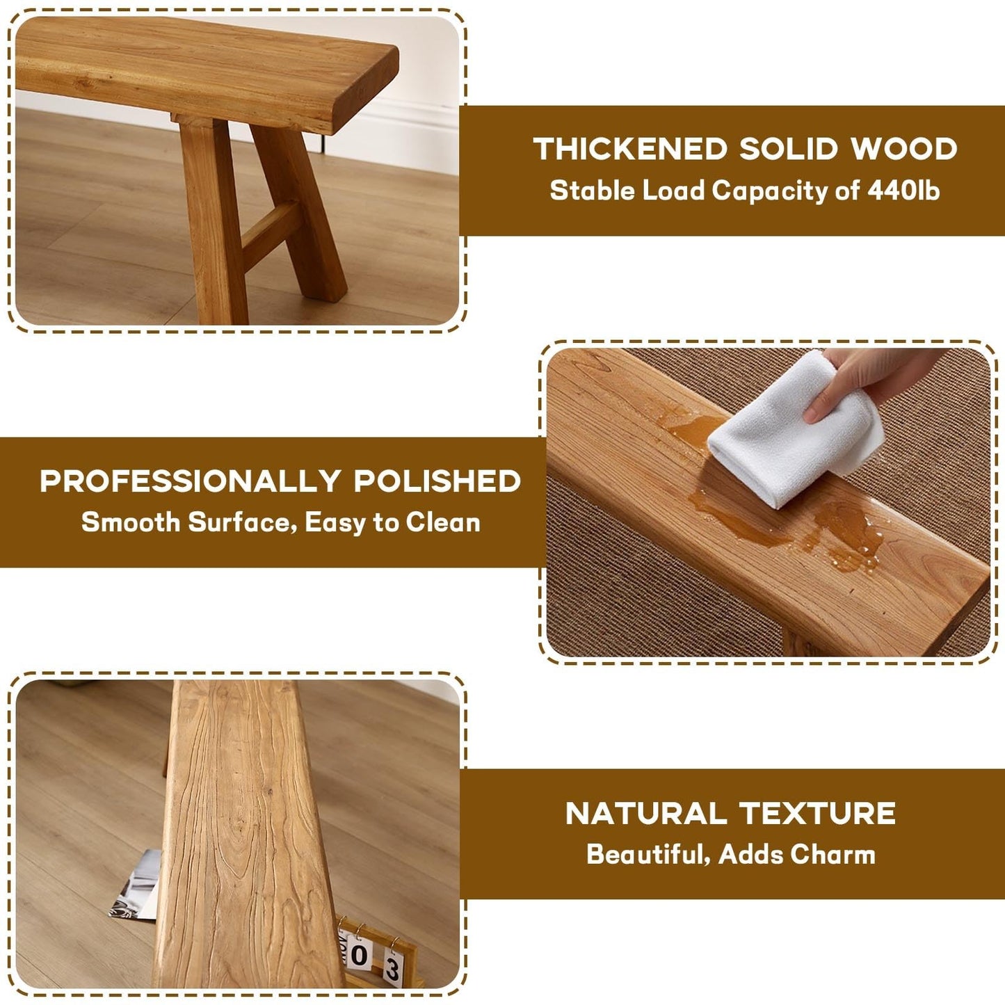 Narrow Entryway Bench Farmhouse Wood End of Bed Bench 20" 32" 39" 47" 55" 63" 71" 79" Sturdy Stable Skinny Long Benchs for Bedroom Hallway Dining Room Porch Easy to Assemble Natural Finish(20")