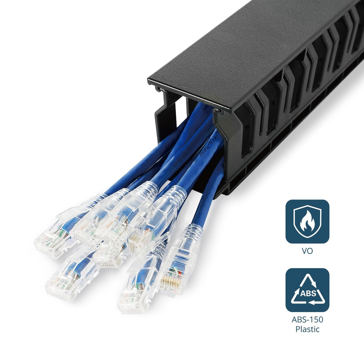 Tecmojo 2 Pack 1U Server Rack Horizontal Cable Management with Cover,2.6“ Depth Plastic Cable Manager,Rack Mount 12 Slots Wire Duct Organizer,for 19 inch AV/IT/Data/Audio and Network Cabinet