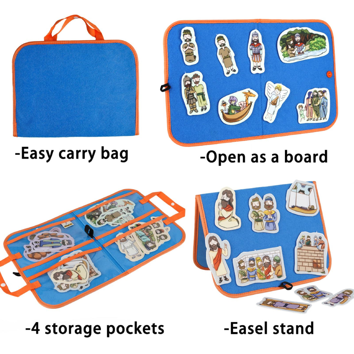 CHEFAN Felt/Flannel Board Story Set of 4,PRECUT Felt Pieces for Preschool Toddlers Circle Time,Bible Story,Jesus Heals A Paralytic,The Transfiguration,Conversion of Cornelius,Turns Water into Wine