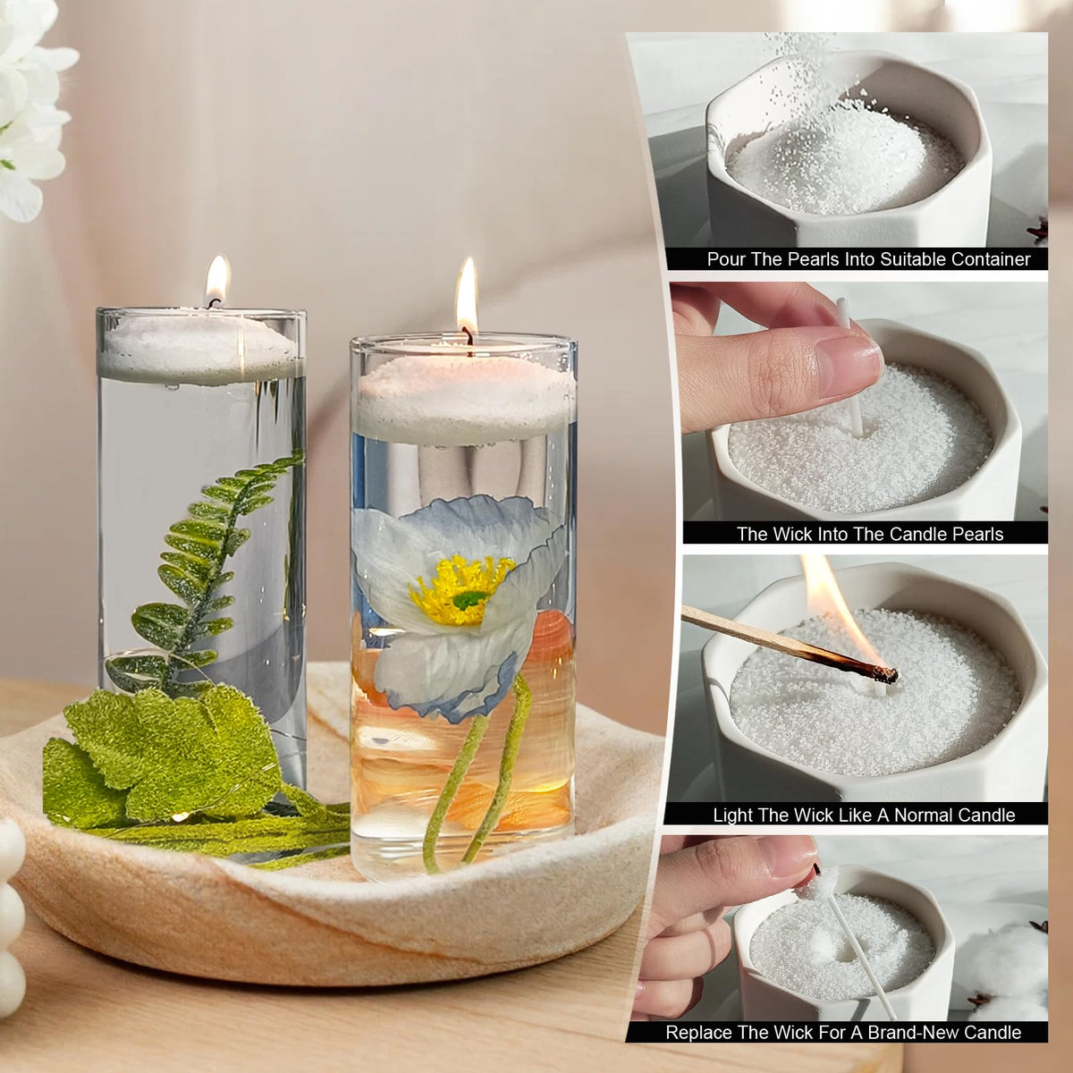 Pearled Candles with 30 Wicks - 18 Oz YUKCAXDLS Lemon Whisper Scented DIY Pearleds Wax Refillable for Making Lasts up to 100+ Hours of Steady Burn Smokeless - Yellow
