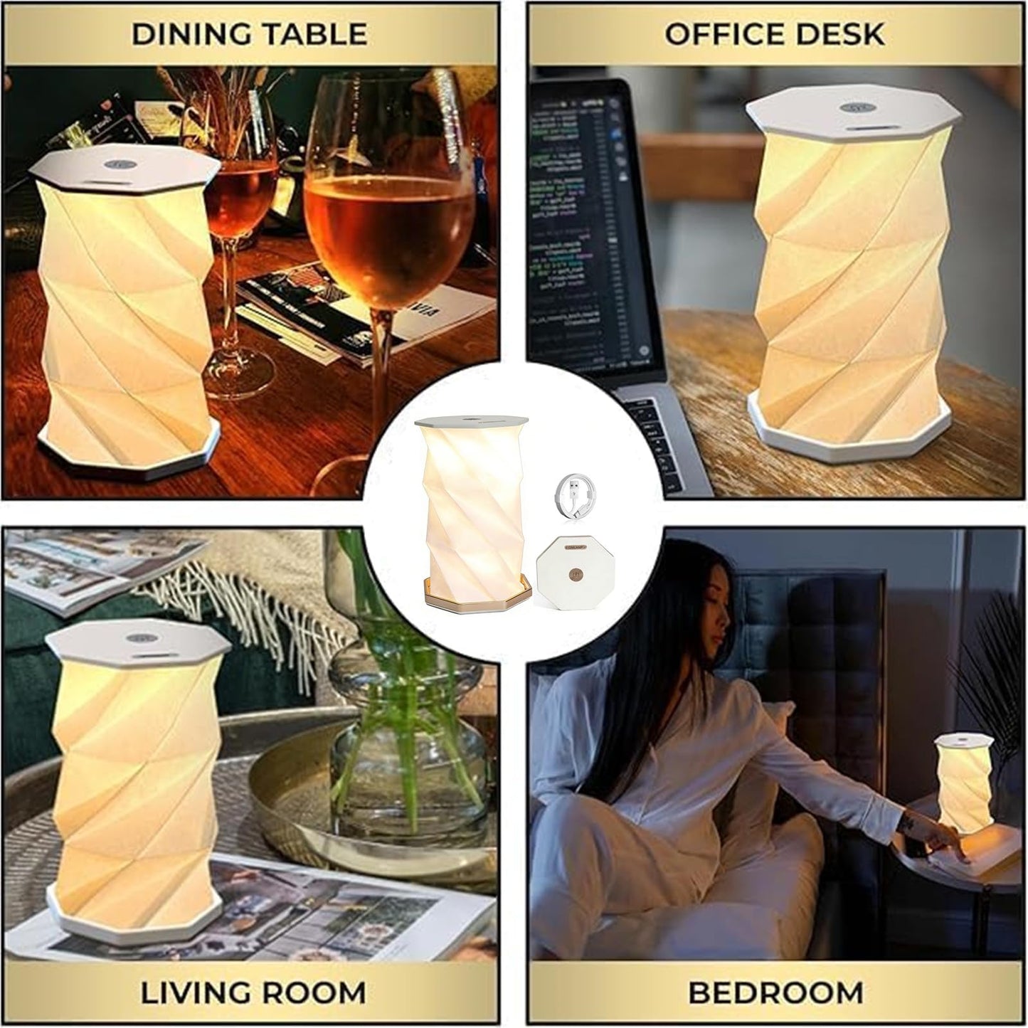RYBG Portable Foldable LED Desk Lamp,24V 300Ah Dimmable Touch Control Light Art Lamp,Portable Rechargeable Mini Desk Lamp for Travel, Bedroom, Study Room, and Camping Ideal Gift