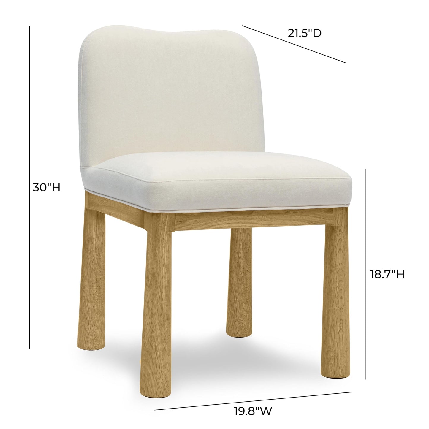 Tov Furniture Tiara Cream Velvet Oak Dining Chair