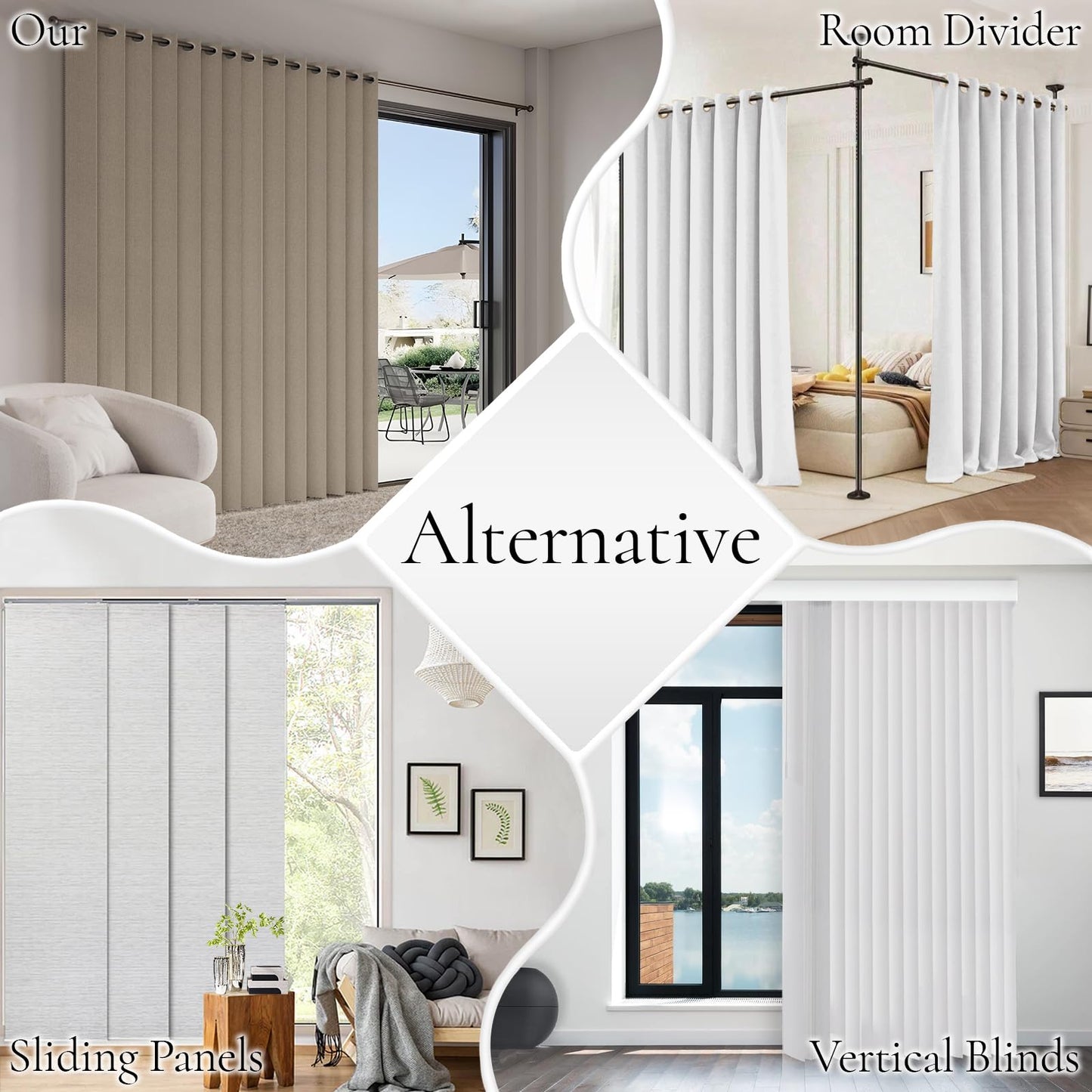 HMYI Accordion Door Curtains for Doorways, Curtain Door for Privacy Use, Fabric Curtain Panel, 1 Panel, W100 x L84, Tan