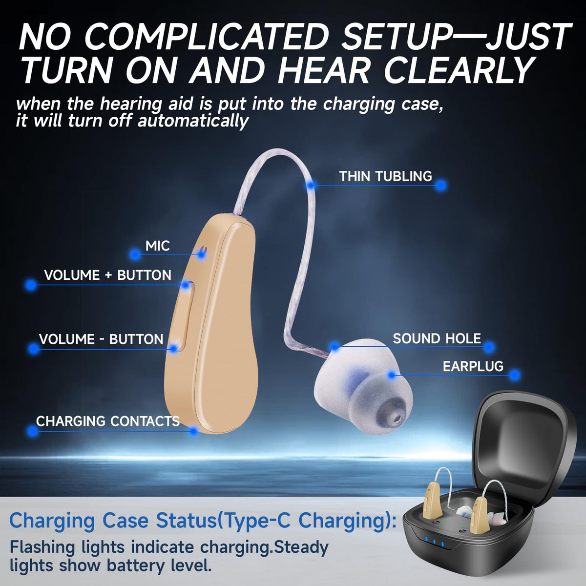 Aserbene Hearing Aids for Seniors Rechargeable – OTC Hearing Devices with Noise Cancelling, Easy to Use, Comfortable & Lightweight Design for Clear Daily Hearing