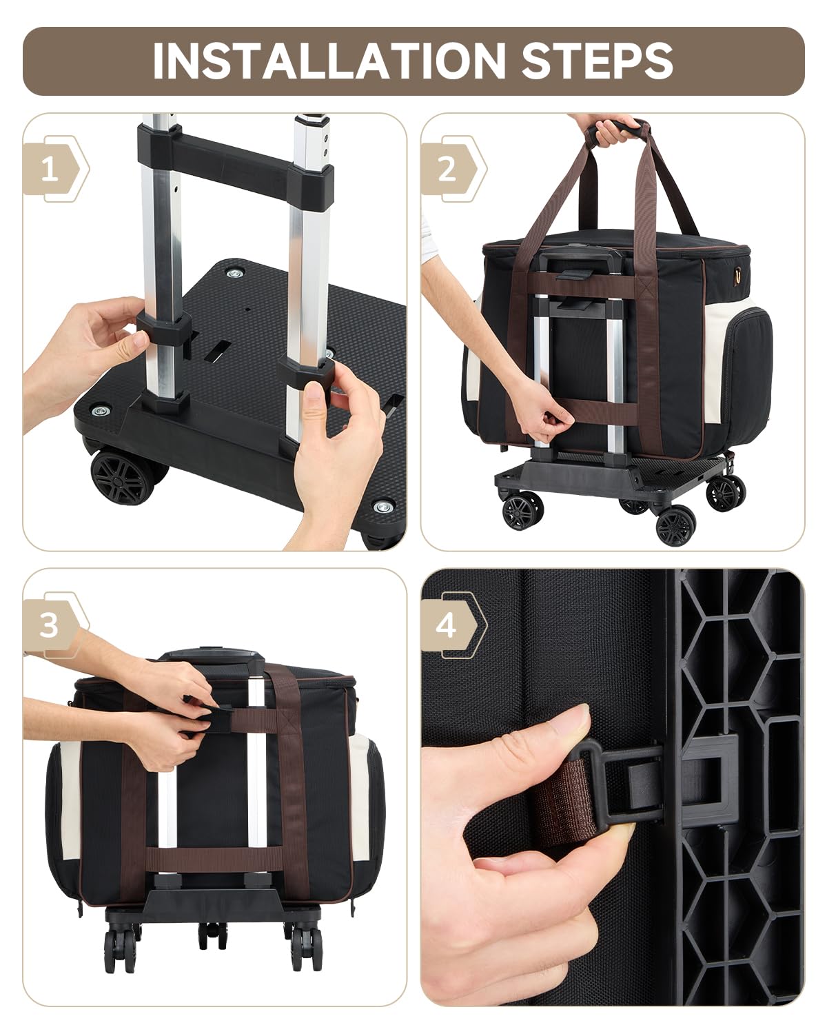 Amythe Rolling Teacher Tote Bag with Accordion File Organizer, 5-Wheel 15.6" Laptop Briefcase with Lunch Box, Wheeled Work Bag for Business, Office, Craft-Black