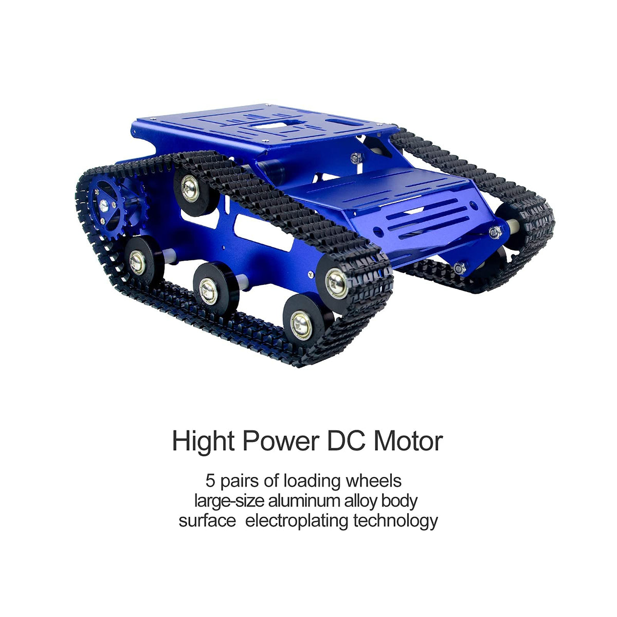 XiaoR Geek Smart Robot Car Chassis Kit Aluminum Alloy Big Tank Chassis with 2WD Motors for Jetson Nano/Raspberry Pi/Arduino DIY STEM Education Projects and ROS Research (Blue, with DC Motor)