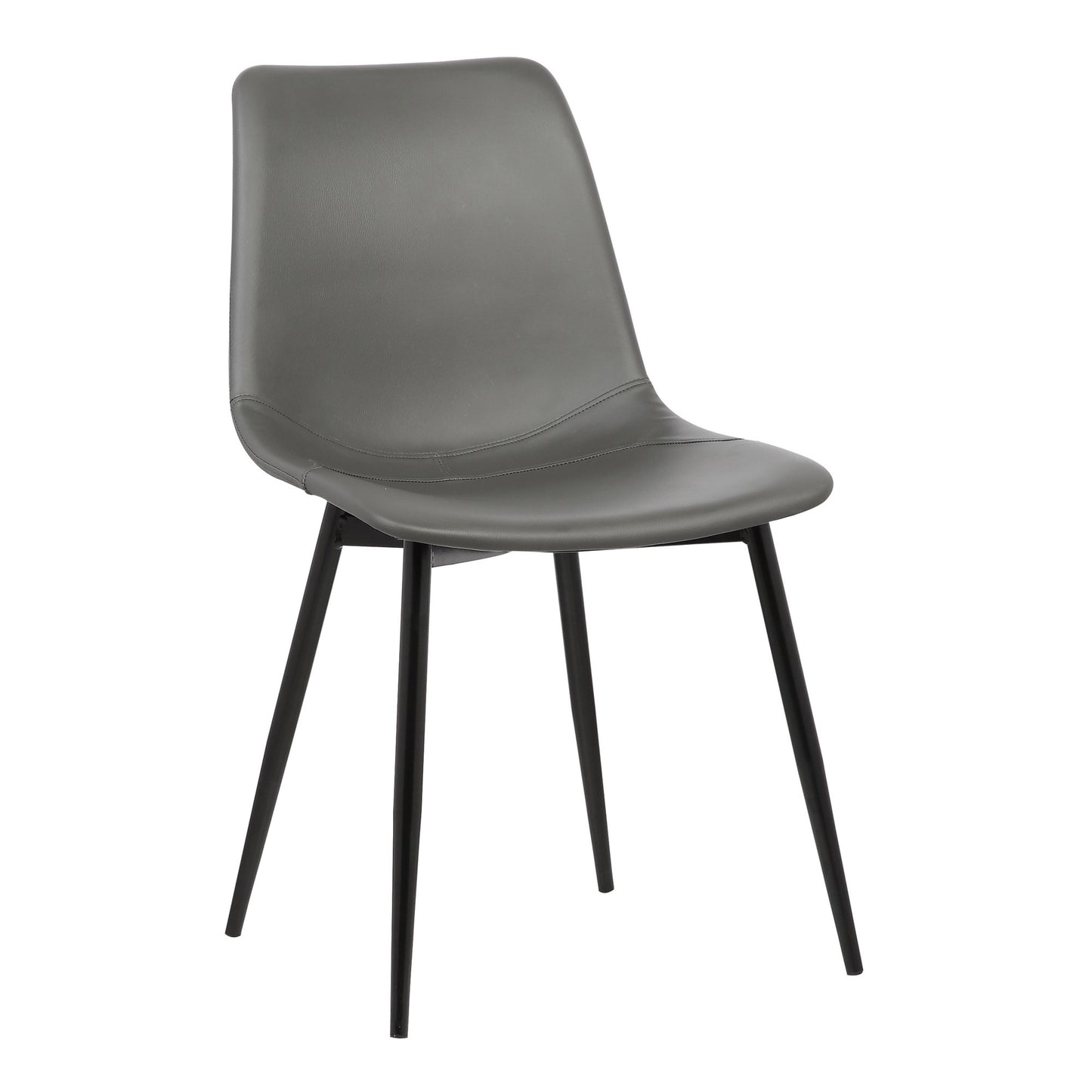 Armen Living Monte Mid Century Modern Dining Accent Chair for Table Kitchen Desk Vanity in Charcoal Gray Faux Leather with Black Metal Legs