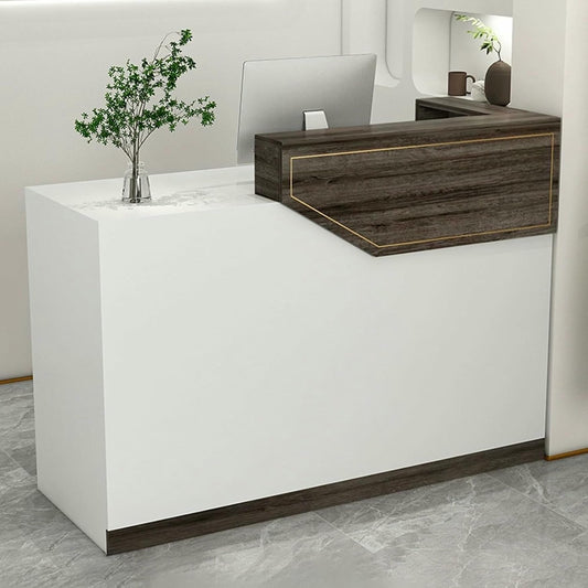 WRTYHGVGT Reception Desk, Front Counter, Reception Counter Desk, L Shaped Retail Checkout Counter with Lockable Drawers, for Lobby Hotel Beauty Salon(Natural,100cm/39.3in)