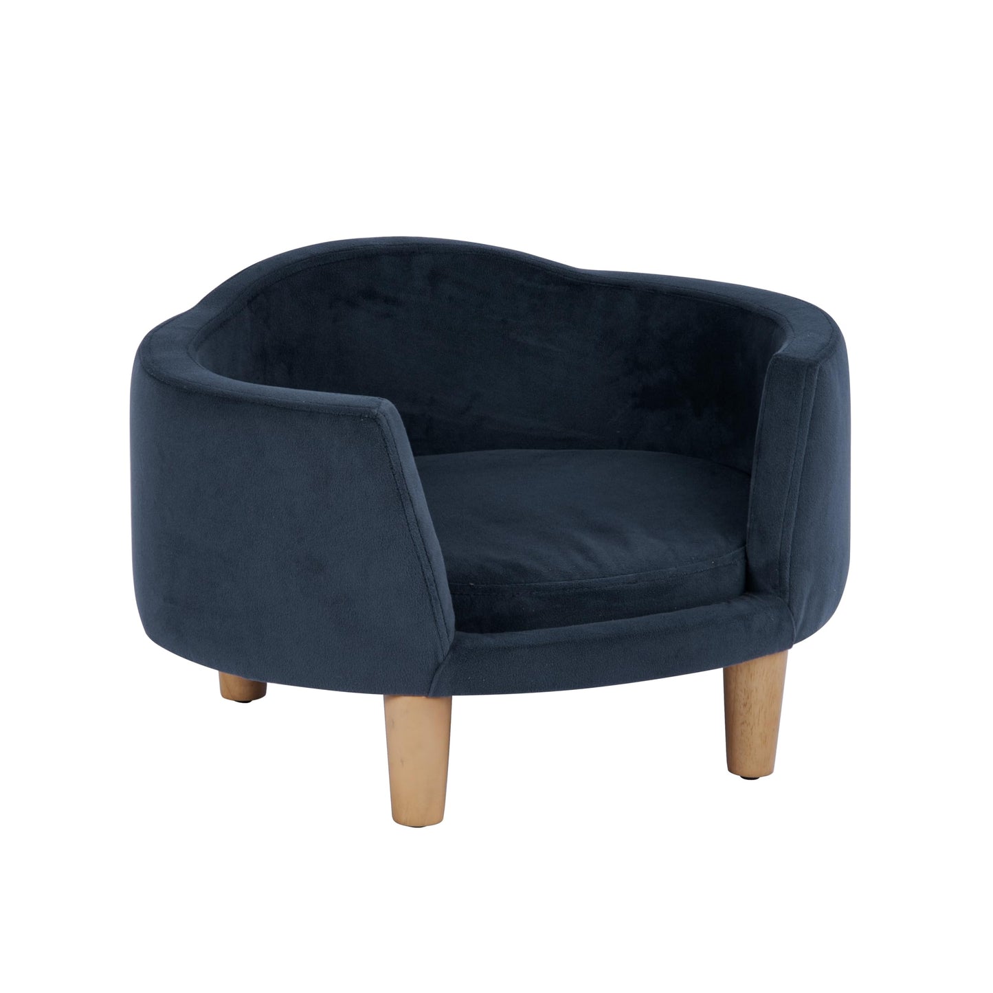 HomePop Curved Upholstered Pet Bed - Blue Velvet