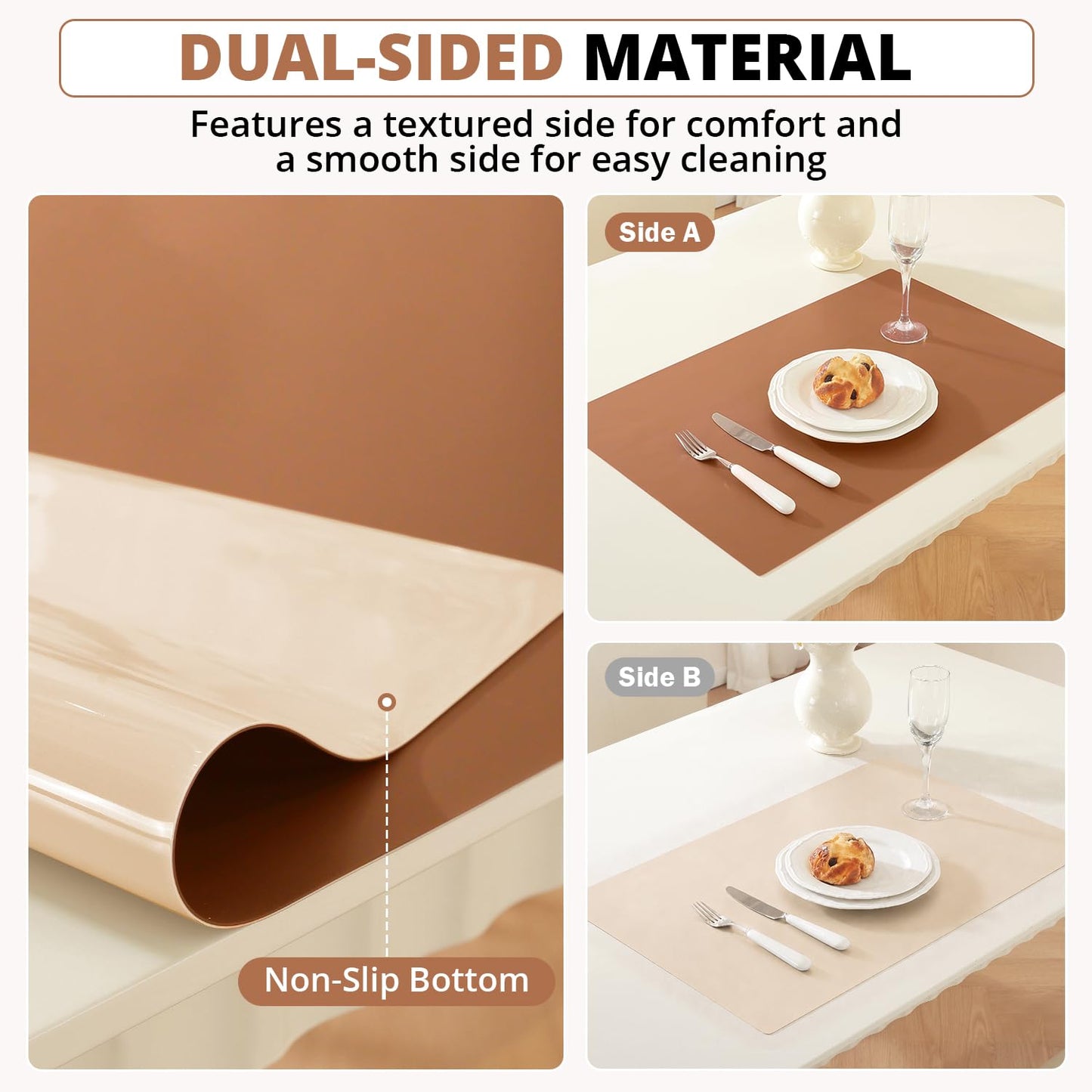 OstepDecor Brown Table Cover Protector 16 x 24 Inch, 1.5mm Thick Plastic Table Cover, Dining Table Protector Pad, Waterproof & Easy Cleaning PVC Desk Mat for Dresser, Coffee & Kitchen Wooden Tabletop