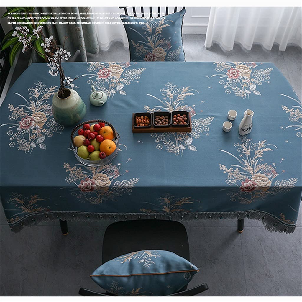 HBJWOV Chinese Long Oval Tablecloth Coffee Table Dining Cover Meeting