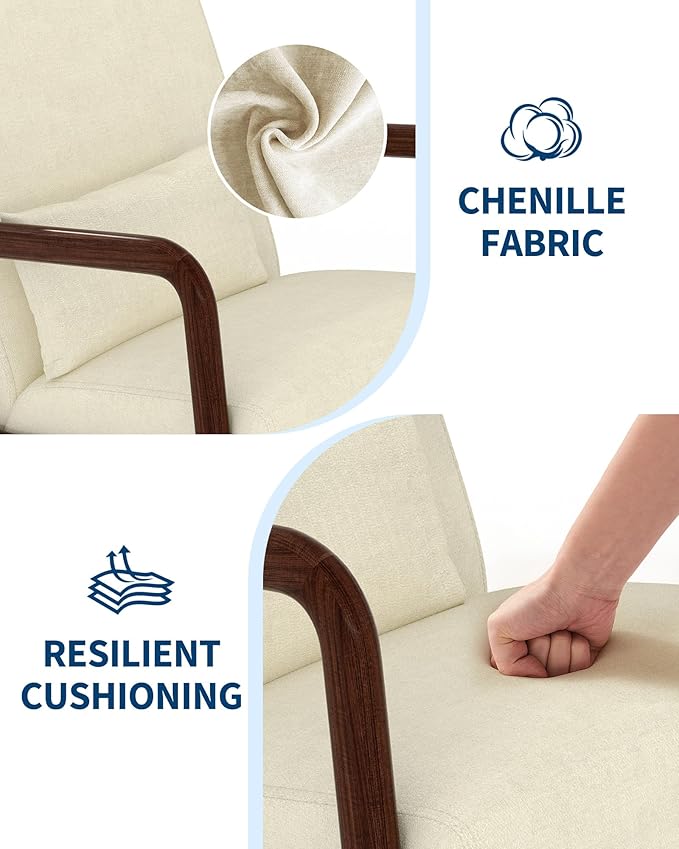 Garvee Mid-Century Chenille Accent Chair Set of 2, Cozy Reading Chair, Modern