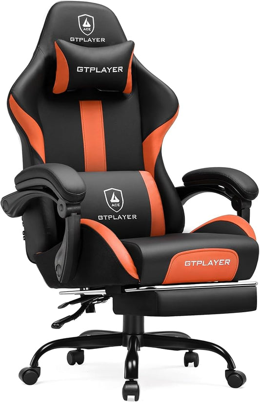 GTPLAYER Gaming Chair with Pocket Spring Cushion, Leather Office Chair with