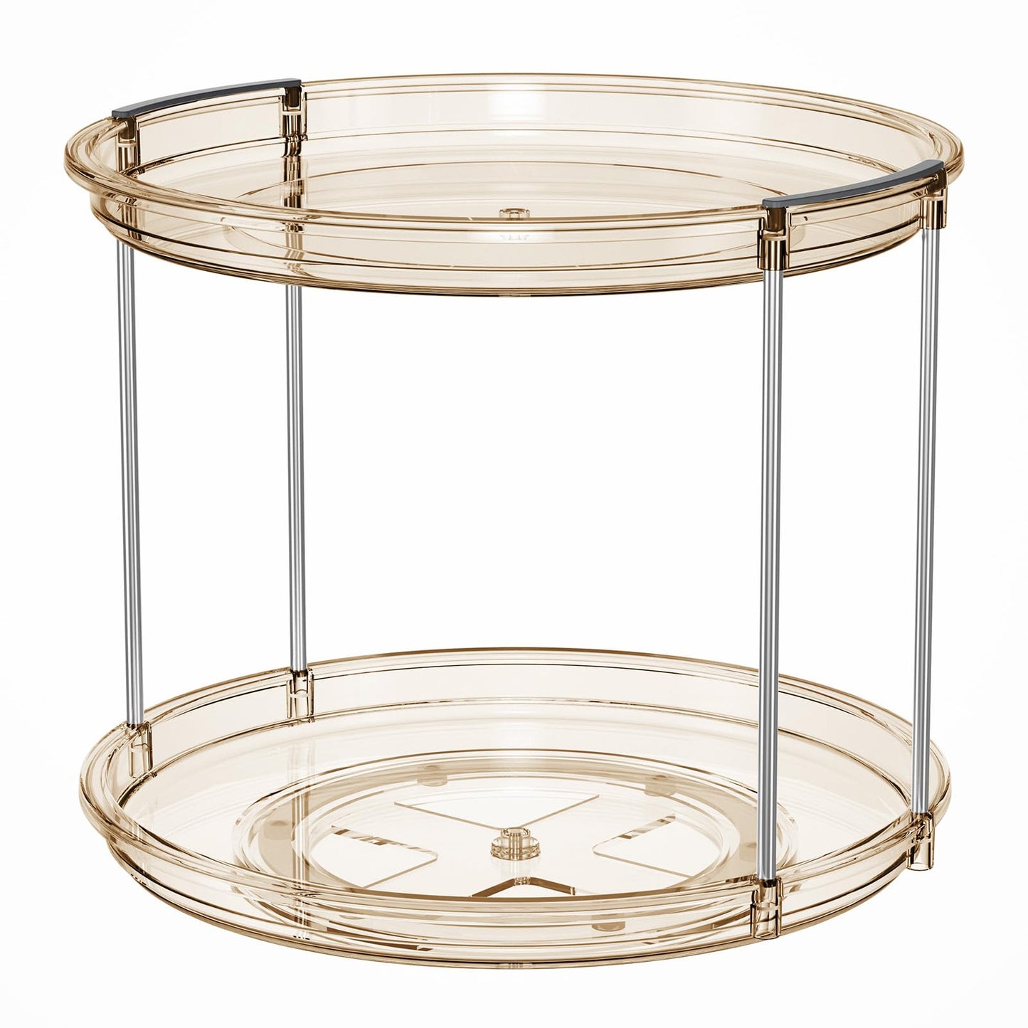 LAMU 2 Tier Lazy Susan Turntable Organizer 9.25'' Rotating Spice Rack Organization for Cabinet, Kitchen, Pantry, Countertop, Bathroom, Vanity, Medicine Cabinet Organizer, Amber