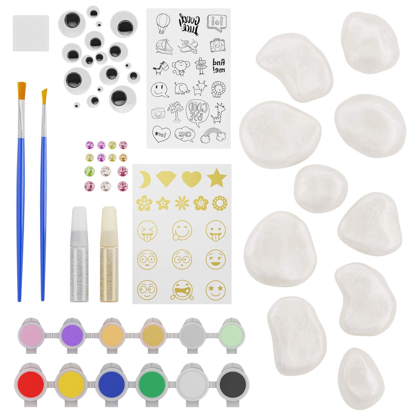 Dan&Darci Rock Painting Kit for Kids - Arts and Crafts for Girls & Boys Ages 6-12 - Craft Kits Art Set - Supplies for Rocks Paint - Best Tween Gift Ideas for Kid Activities Age 6 7 8 9 10 11