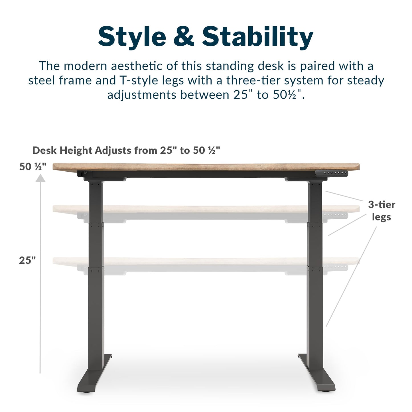 Vari Ergo 54x26 Electric Standing Desk + Height Adjustable Sit-Stand Desk + Curved Waterfall Edge, 4 Memory Settings, Quick Assembly, Cable Management, 200 lb Capacity – Reclaimed Wood (2 Boxes)